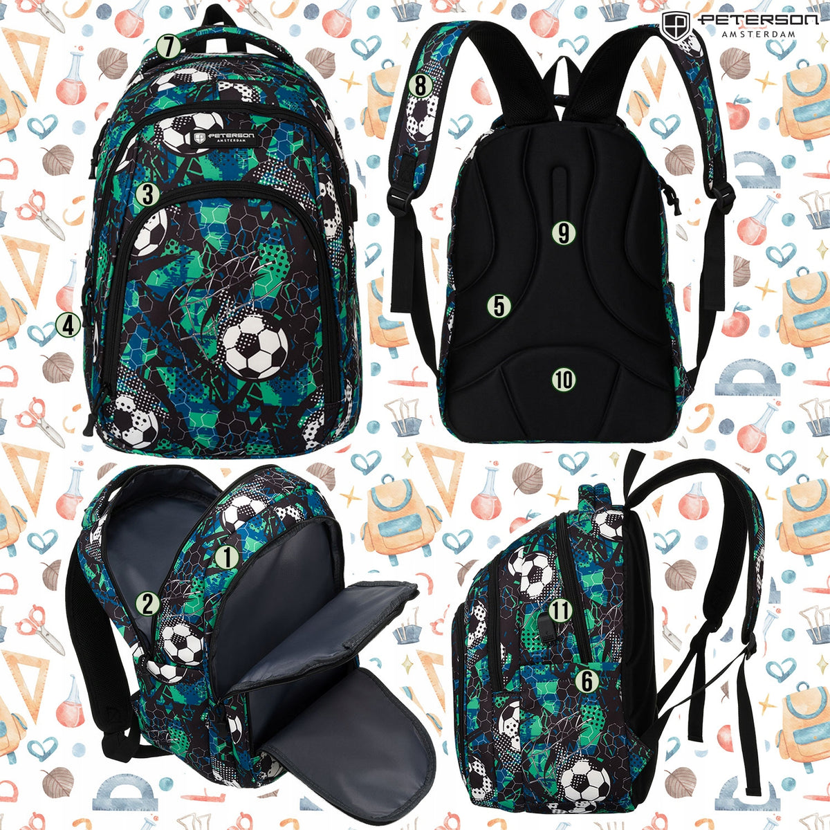 School backpack for children youth sports satchel ball Peterson Manufacturer code PTN 77711-6647 PRT-5