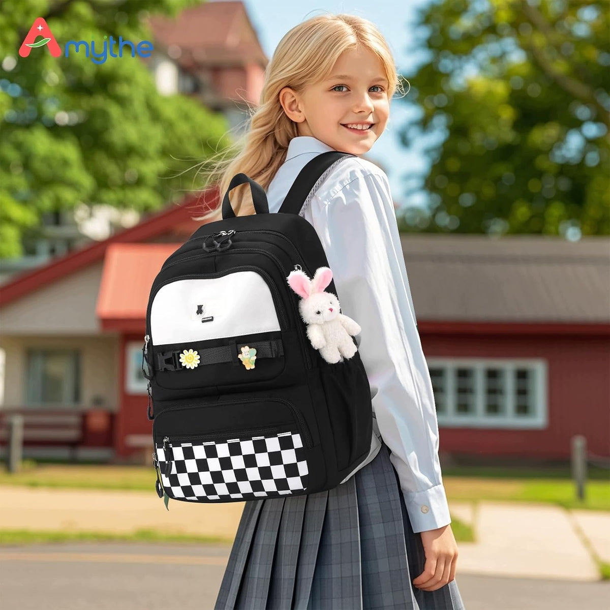 School backpack for girls 29 l black lightweight waterproof with pendant Packaging status original