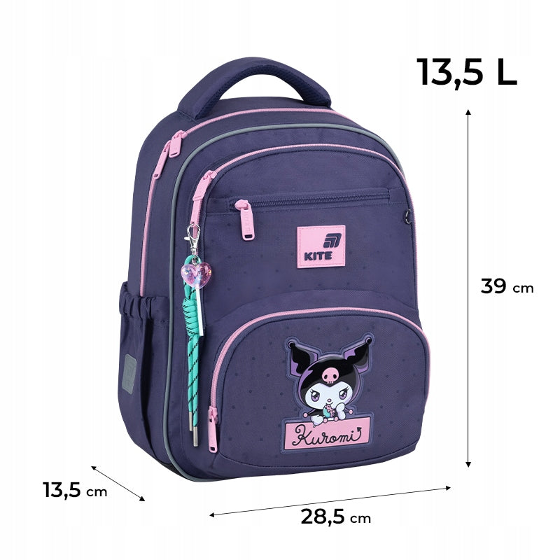 School backpack for girls 6-10 years orthopedic purple Kuromi Kite Manufacturer code HK26-773M