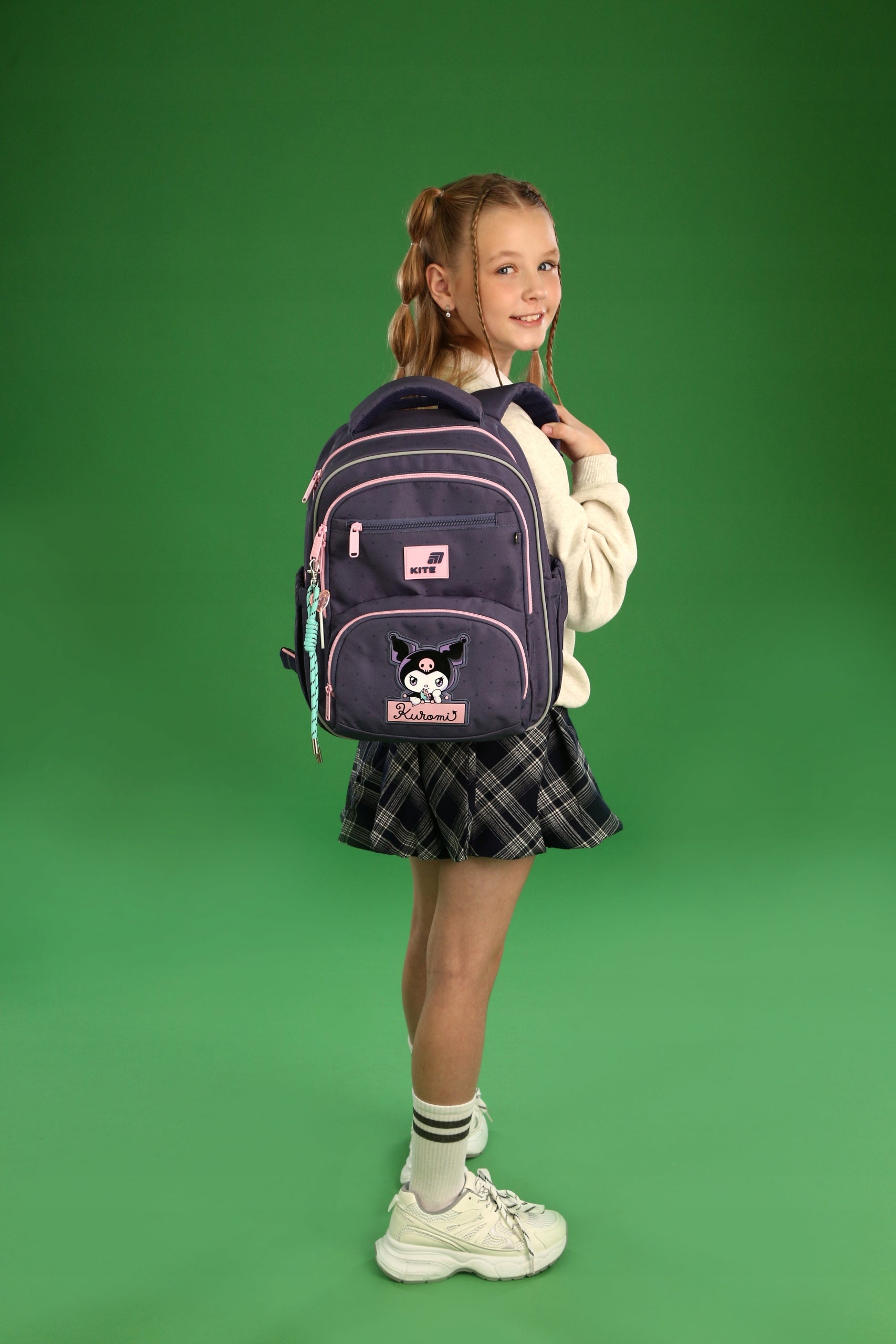 School backpack for girls 6-10 years orthopedic purple Kuromi Kite Packaging status original