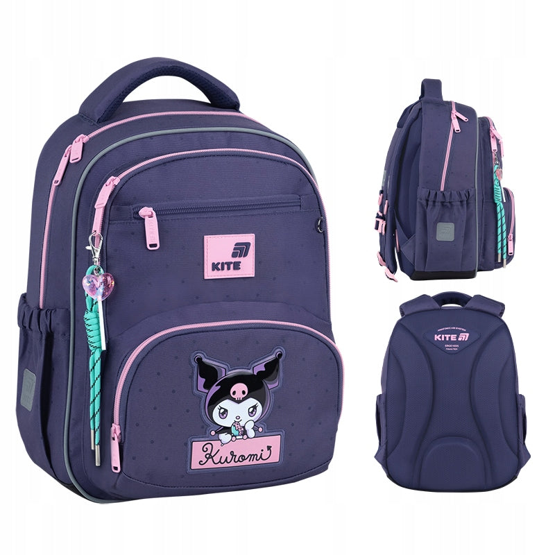 School backpack for girls 6-10 years orthopedic purple Kuromi Kite