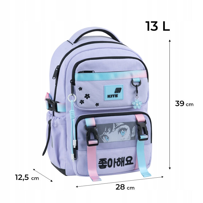 School backpack for girls 6-12 years orthopedic with keychain Kite Manufacturer code K26-1022M-1