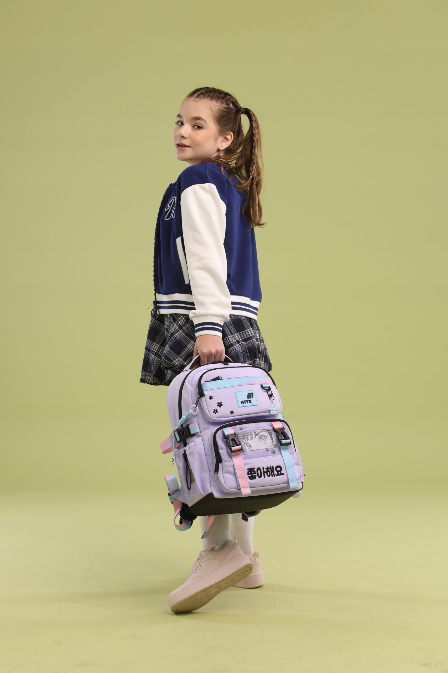 School backpack for girls 6-12 years orthopedic with keychain Kite Packaging status original