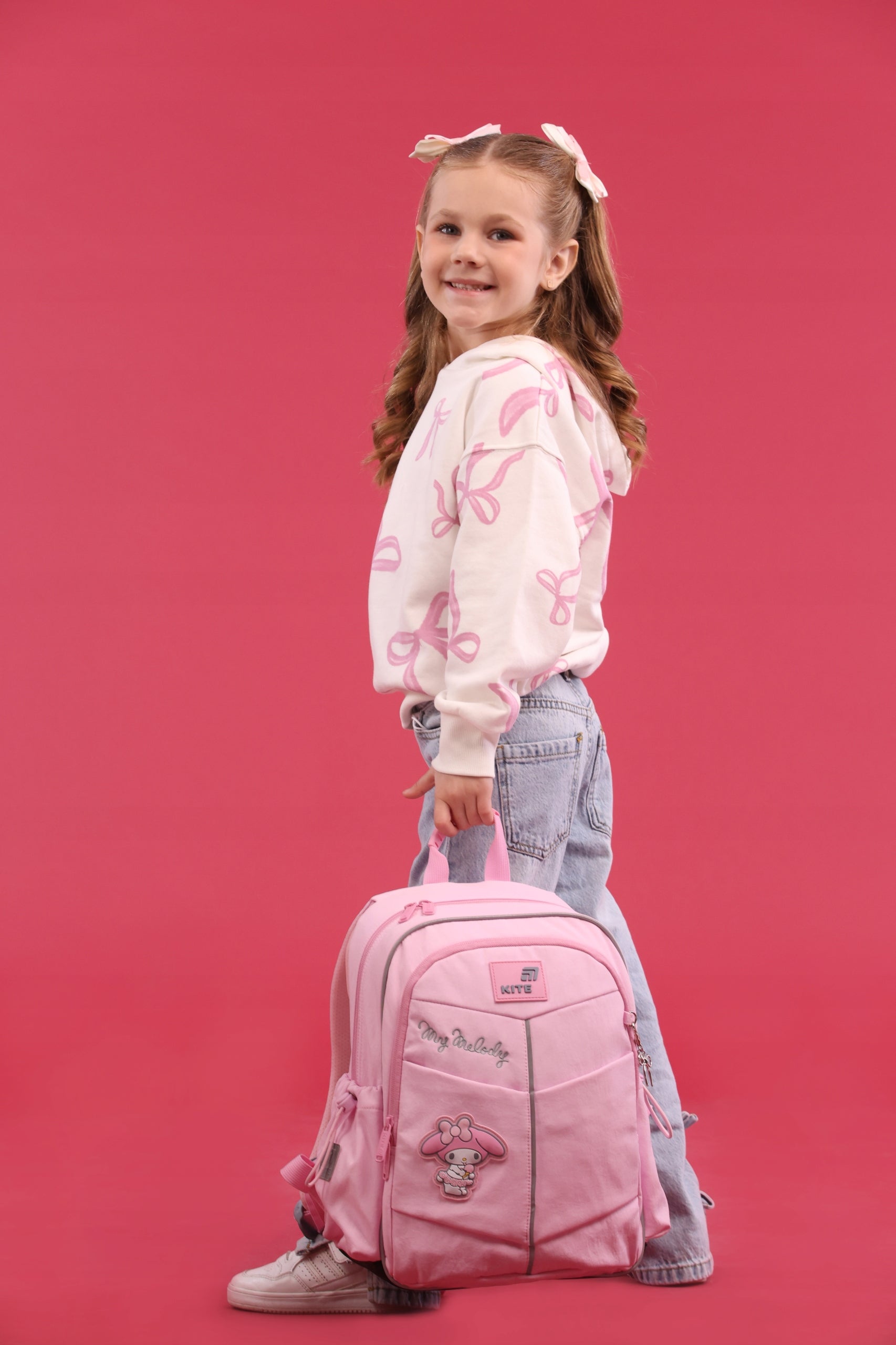School backpack for girls 6years pink large pockets My Melody Kite Packaging status original