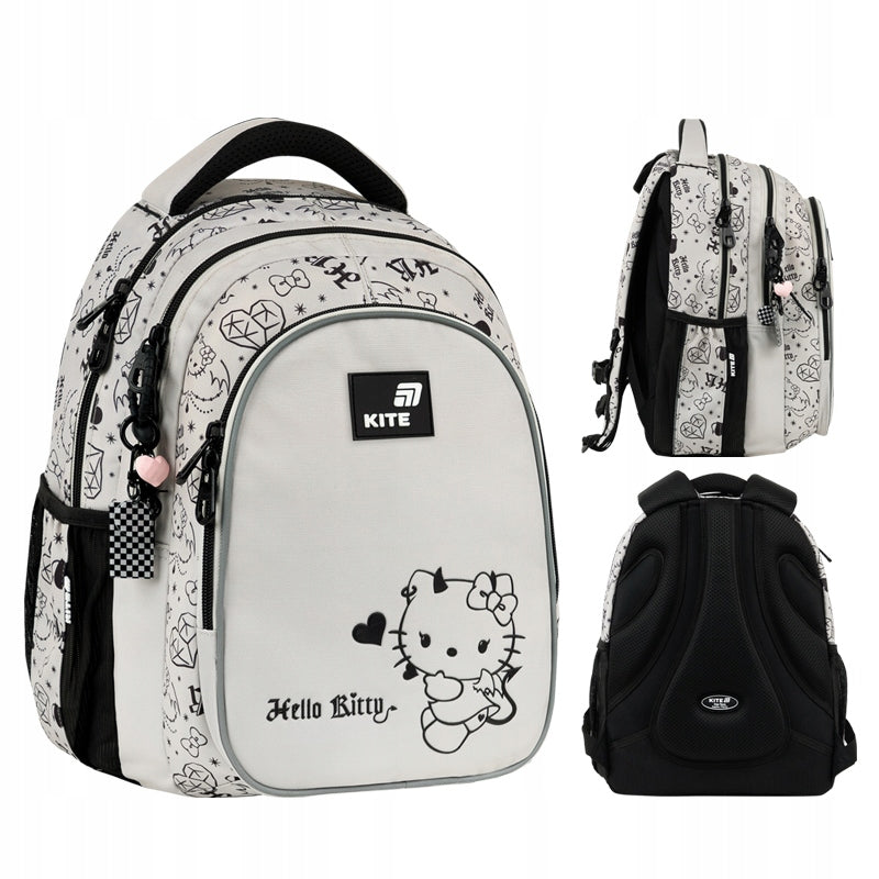 School backpack for girls 9-12 years beige Hello Kitty Kite