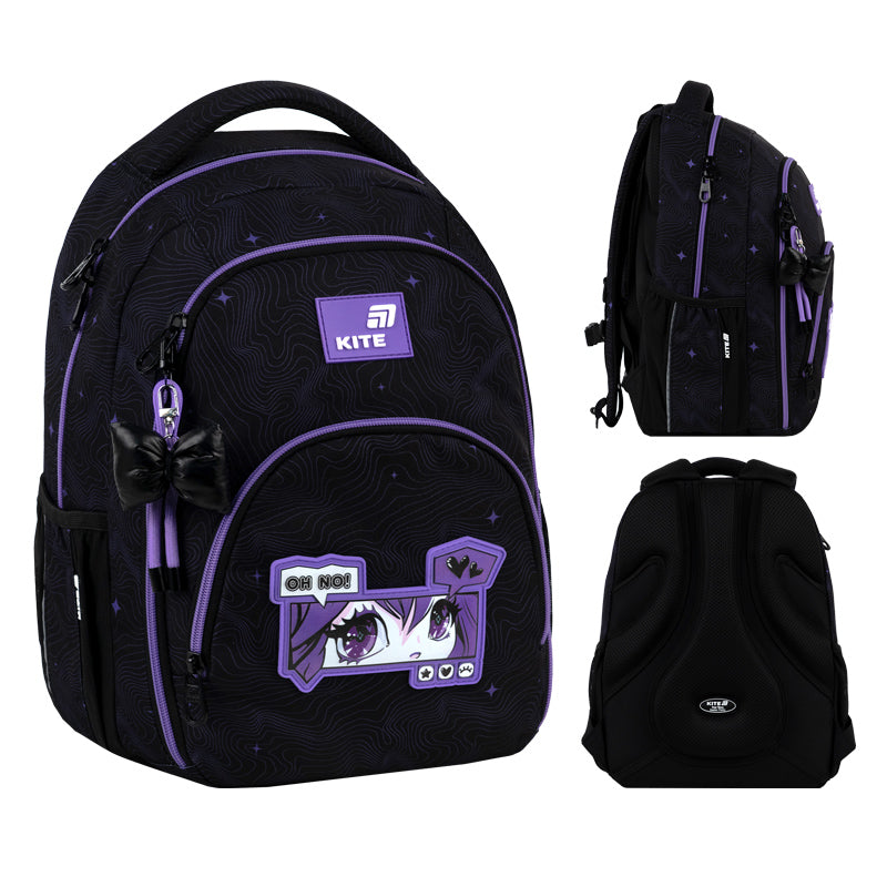 School backpack for girls 9-12 years youth roomy black Kite