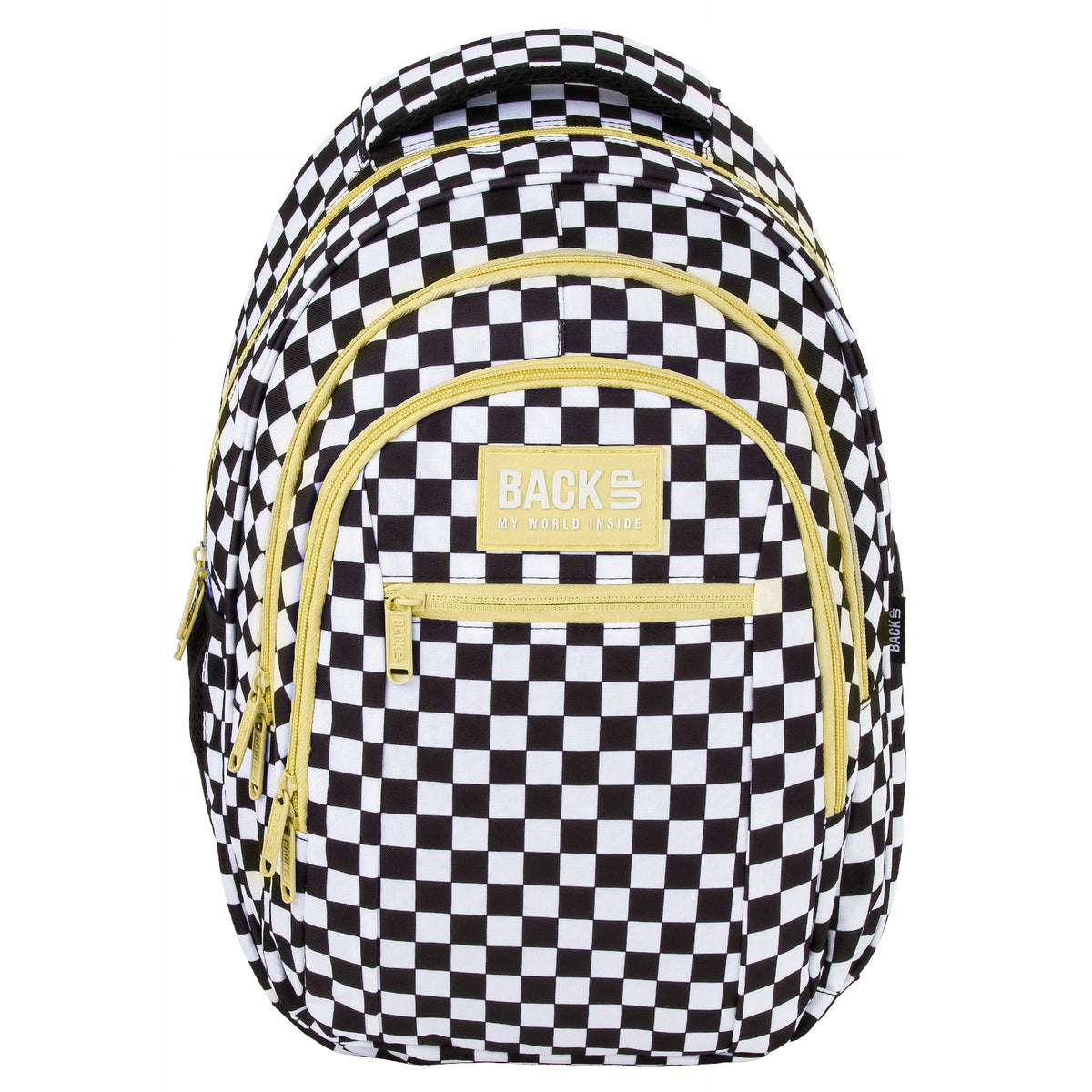 School backpack for girls BackUP CHESSBOARD LEMON BLACK Manufacturer code PLB8O94Z zestaw