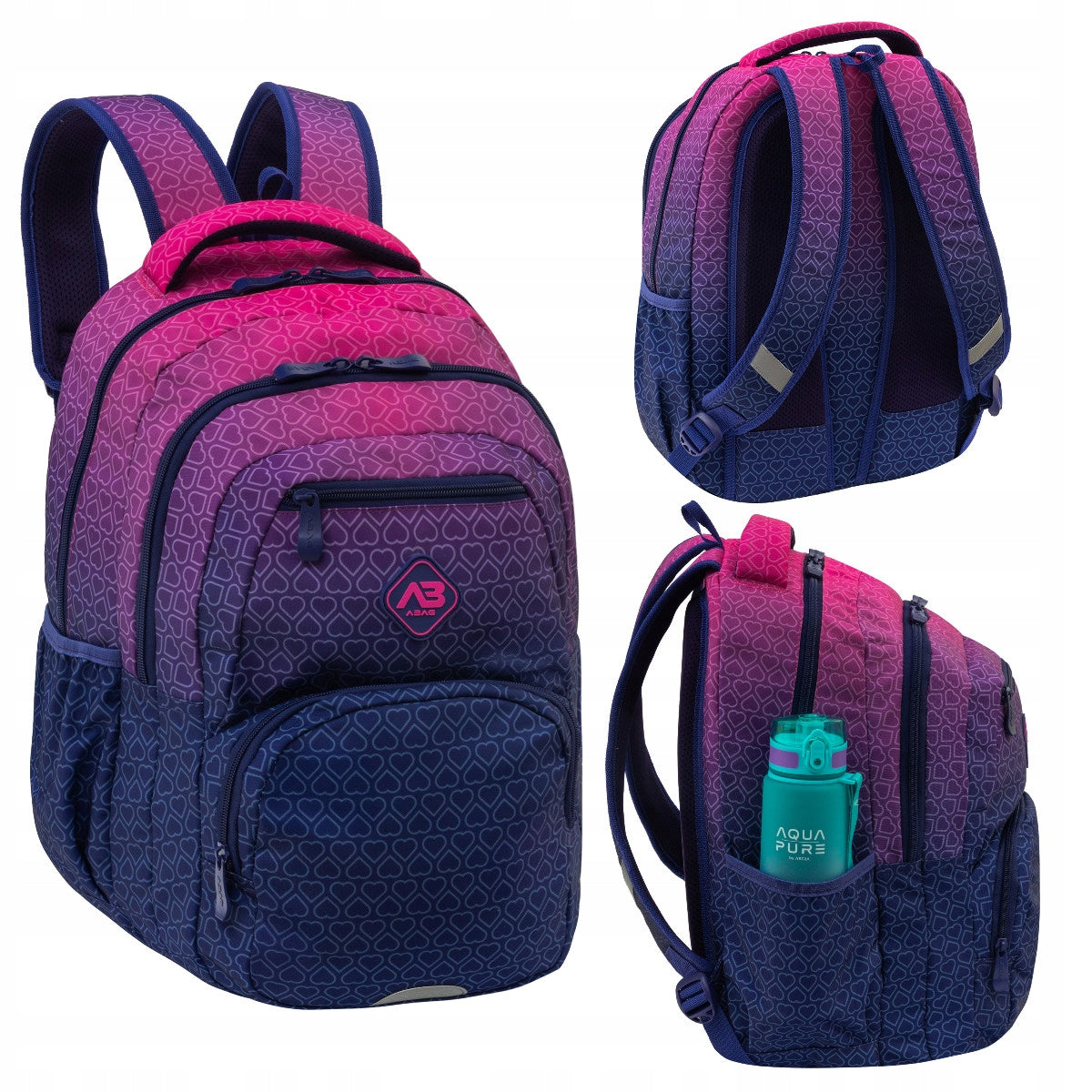 School backpack for girls astrabag HEXAGON PINK OMBRE
