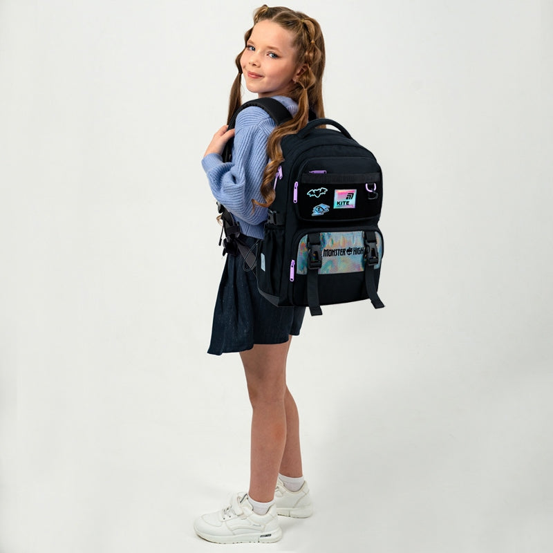 School backpack for girls class 3-6 black Monster High Kite Packaging status original