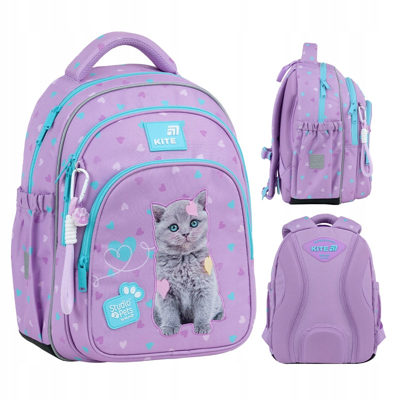 School backpack for girls light profiled kitten Studio Pets Kite