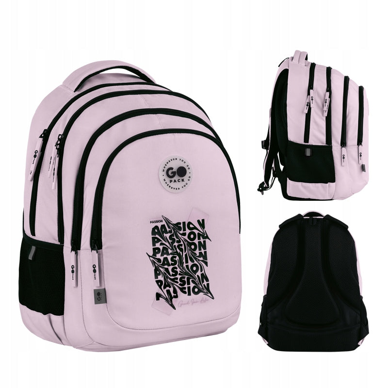 School backpack for girls multi-chamber pink GoPack