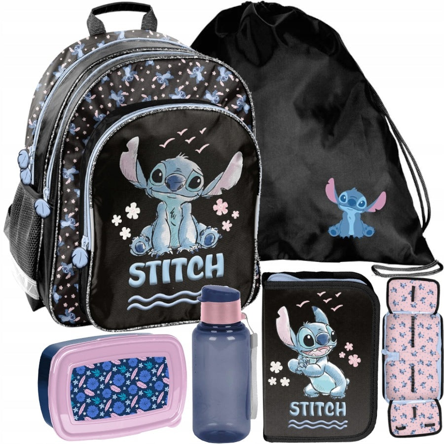 School backpack for girls satchel 1-3 4-6 class Stitch set