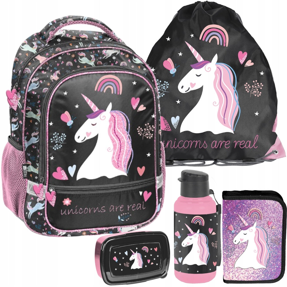 School backpack for girls satchel 1-3 4-6 class Unicorn + Set