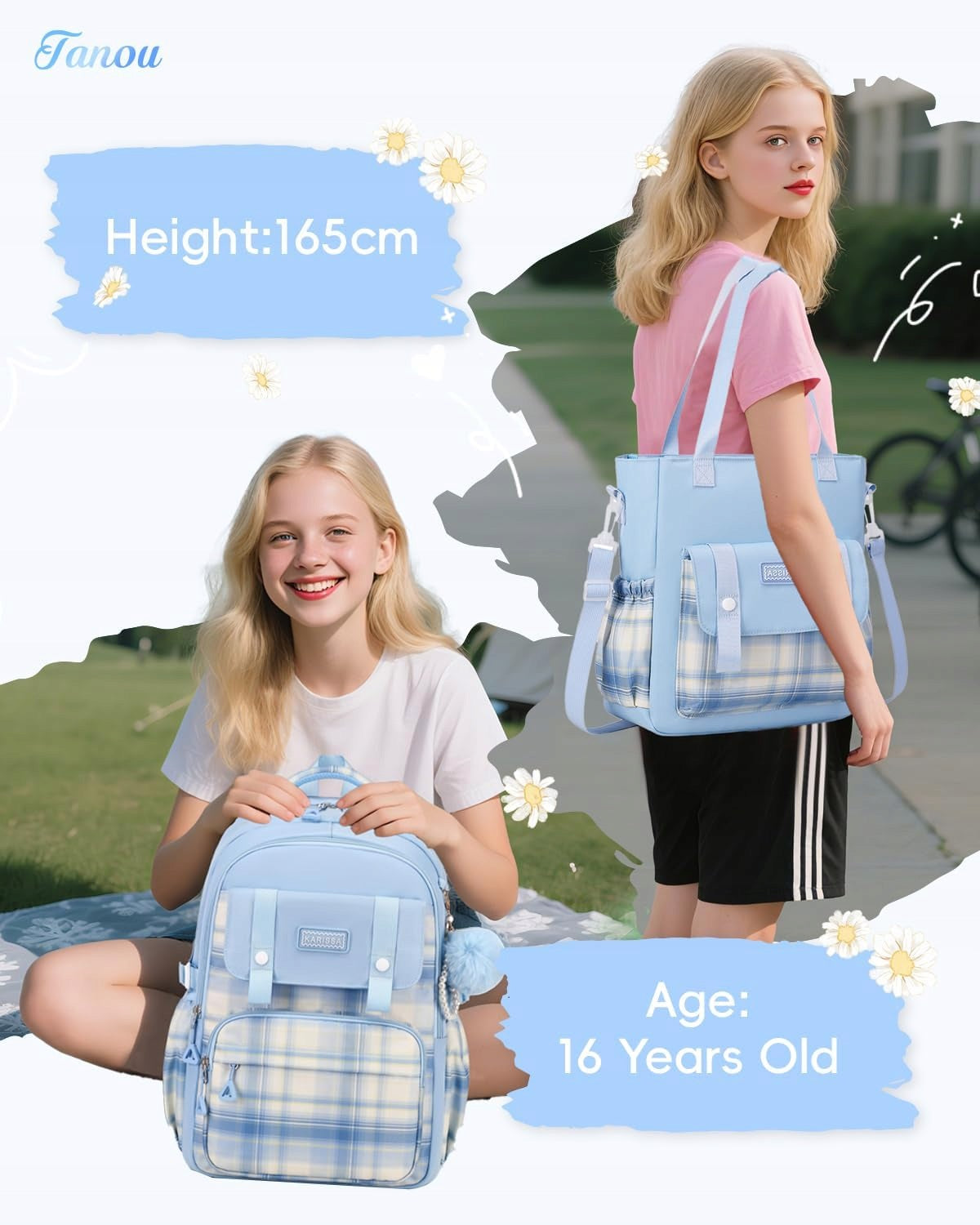 School backpack for girls, teenagers, large backpack set Brand no brand
