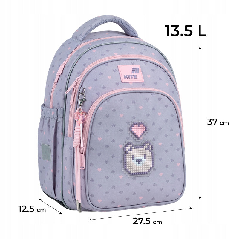 School backpack for girls up to 1 2 3th grade orthopedic with keychain Kite Manufacturer code K26-763S-1