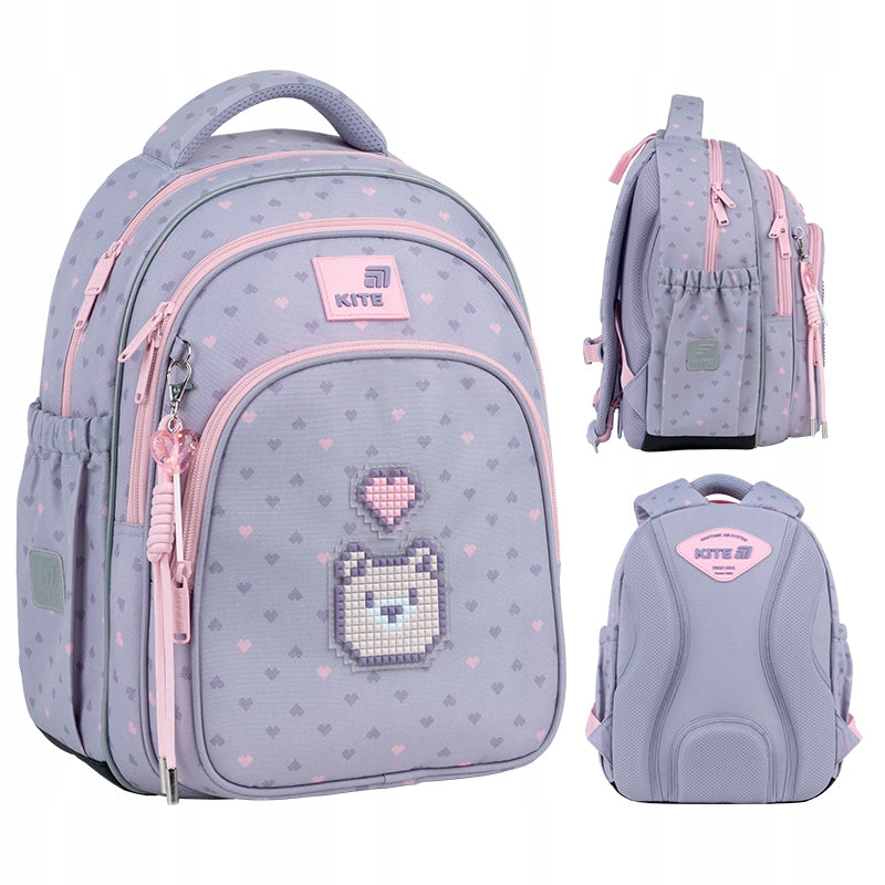 School backpack for girls up to 1 2 3th grade orthopedic with keychain Kite