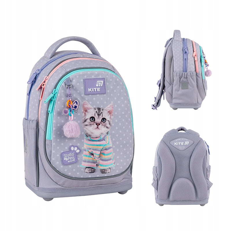 School backpack for girls up to 1-4th grade orthopedic Studio Pets Kite