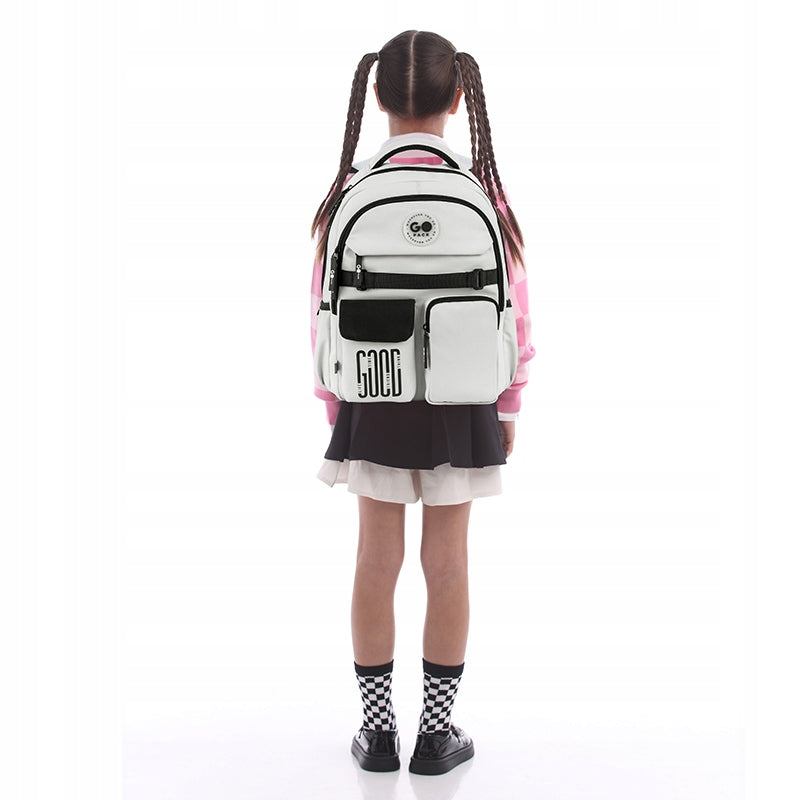 School backpack for girls up to 4-6 class beige two-chamber GoPack Packaging status original
