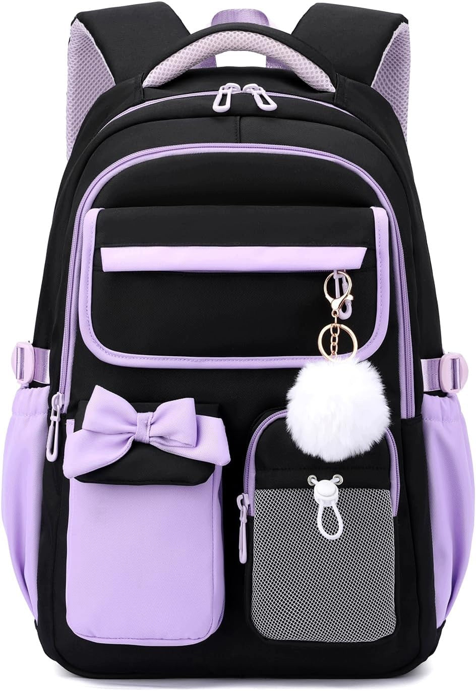 School backpack for girls waterproof Oxford 28 l black lily