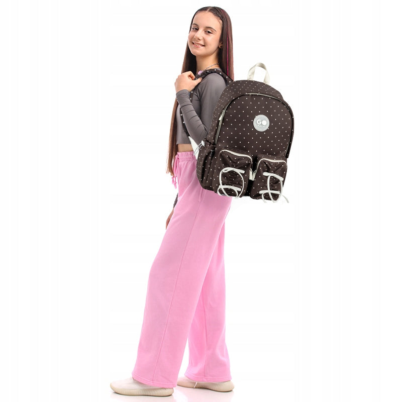 School backpack for girls with bows brown GoPack Manufacturer code GO26-130L-2