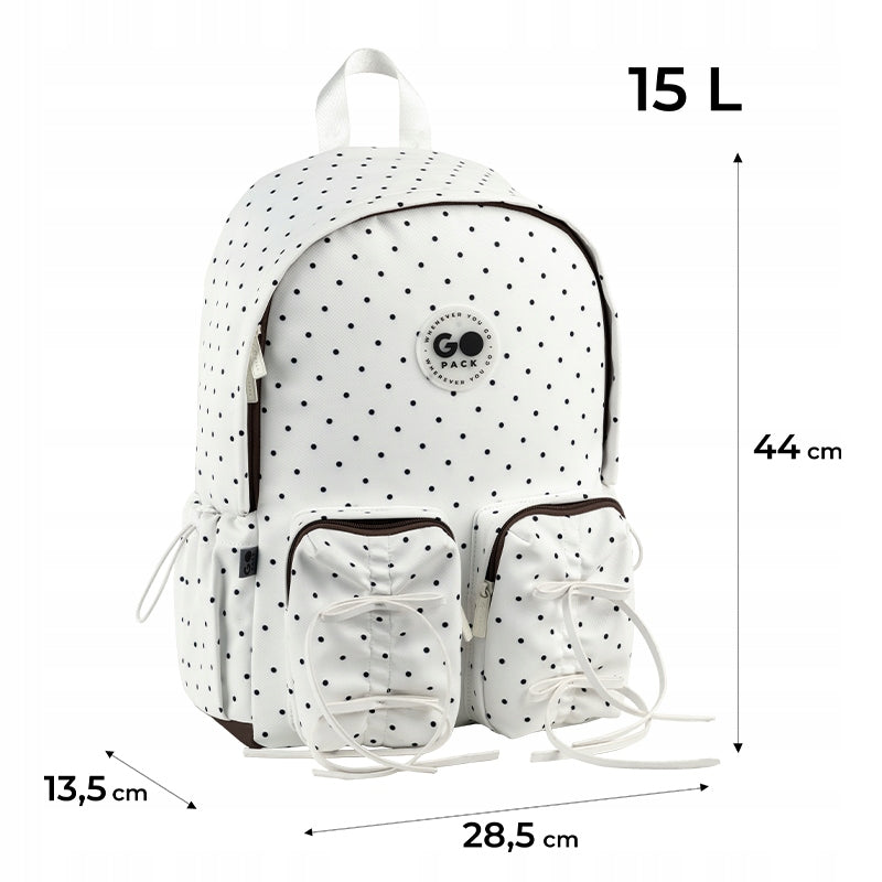 School backpack for girls with bows white GoPack Manufacturer code GO26-130L-1