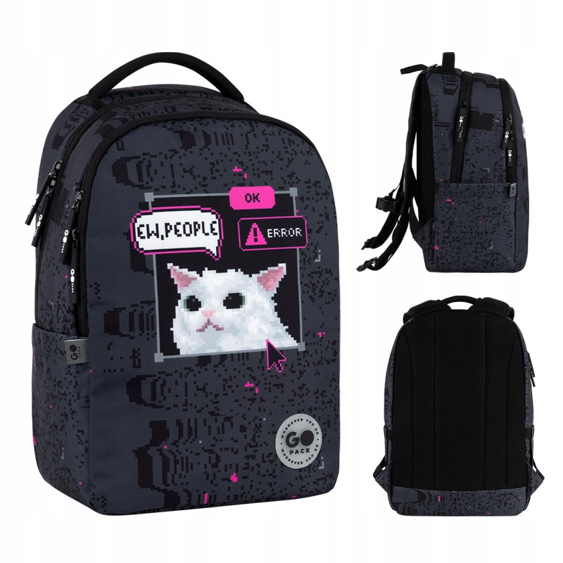 School backpack for teenagers 9-17 years two-chamber meme black GoPack
