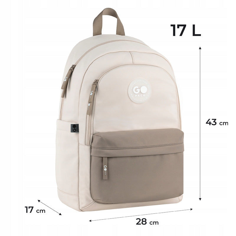 School backpack for teenagers from 9 years with back pocket beige GoPack Manufacturer code GO26-141L-1