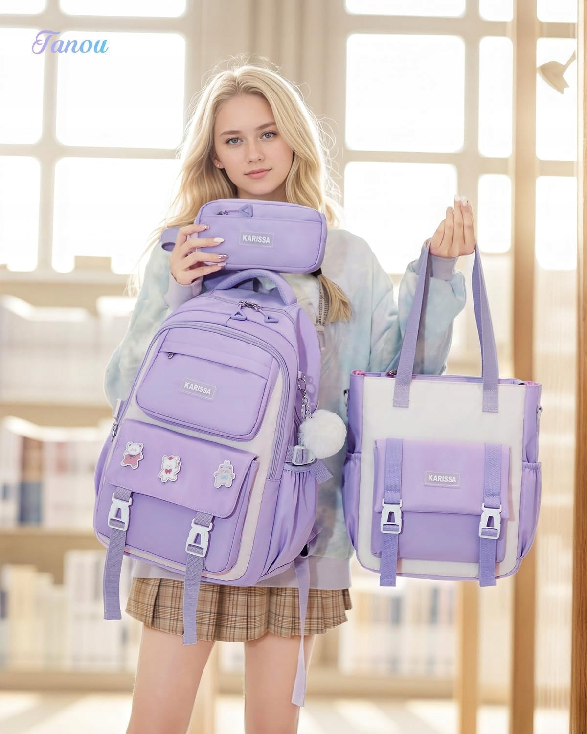 School backpack, for teenagers, girls, school tornado set Manufacturer code 3 szt plecak szkolny torba piórnik
