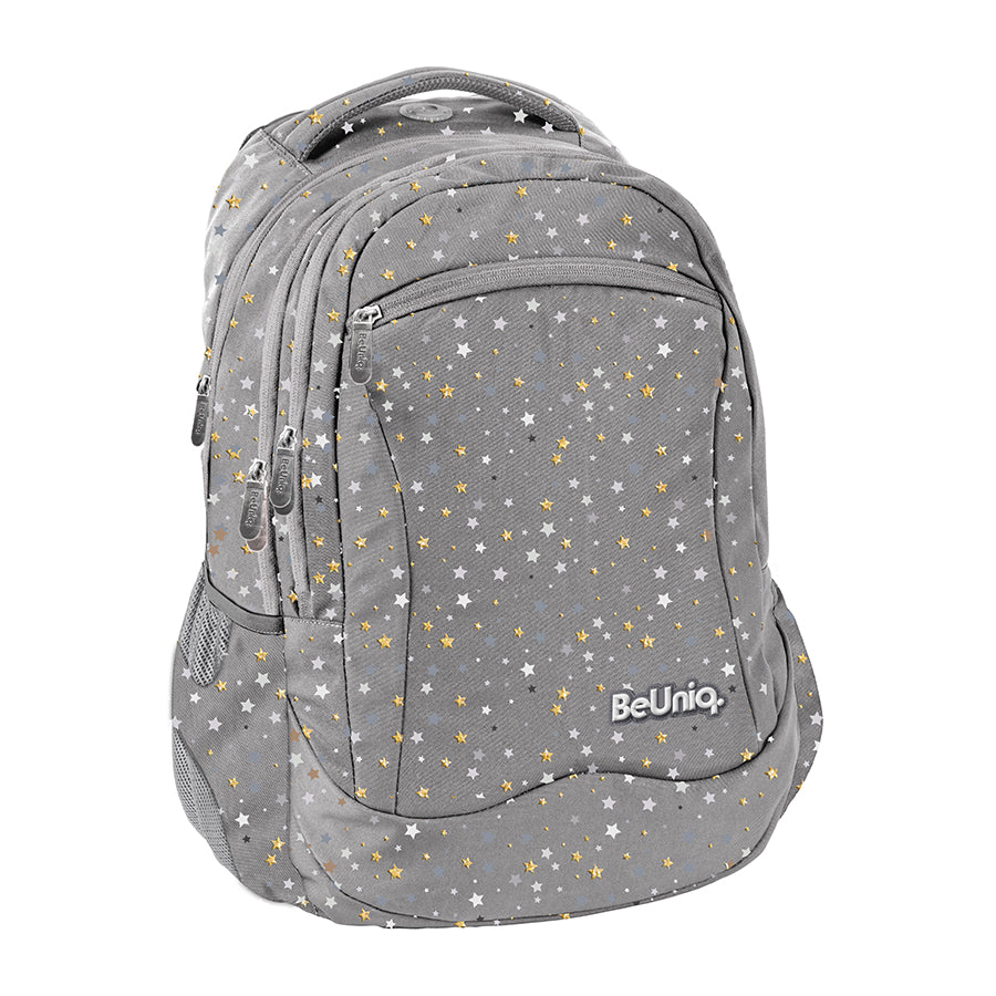 School backpack grey with stars Beuniq youth silver-gold stars
