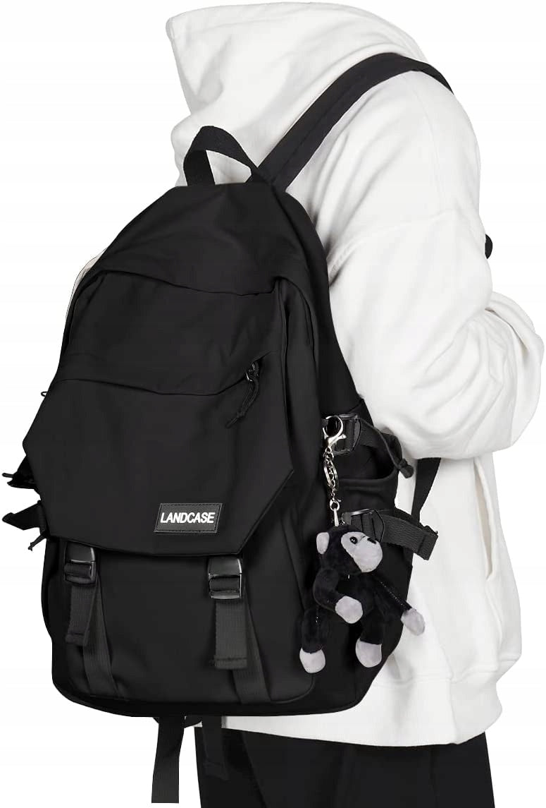 School backpack - multi-chamber, black, roomy 30L