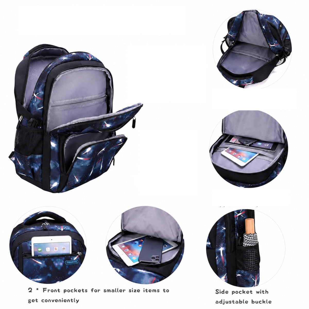 School backpack, multi-chamber, galaxy theme - for boy + 2 bags Manufacturer code 1123