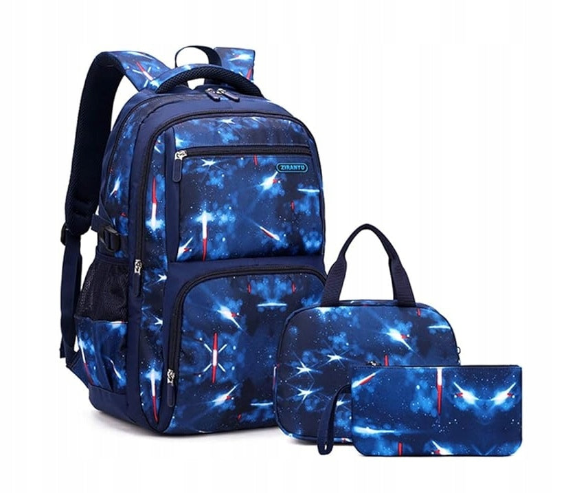School backpack, multi-chamber, galaxy theme - for boy + 2 bags