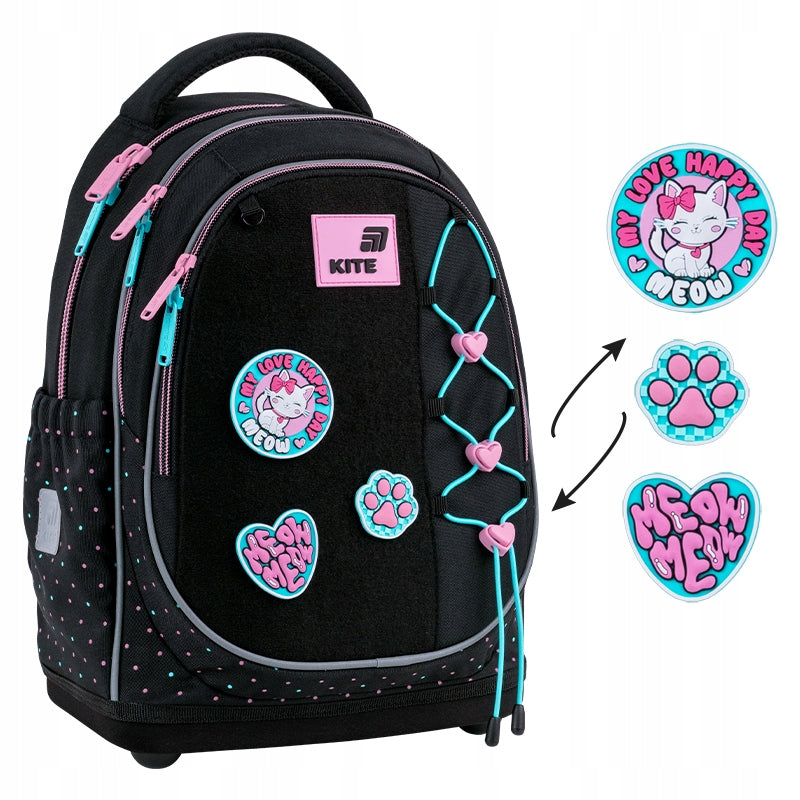 School backpack on legs girls orthopedic up to 1-4 class black Kite