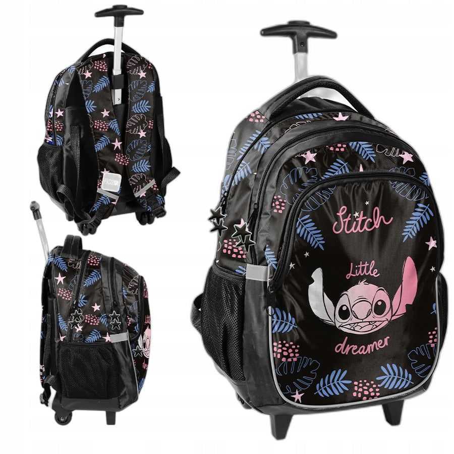School backpack on wheels for girls class 1 3 satchel Stitch