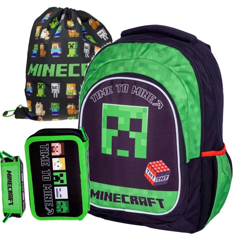 School backpack pencil case bag Minecraft Time To Mine | ORIGINAL