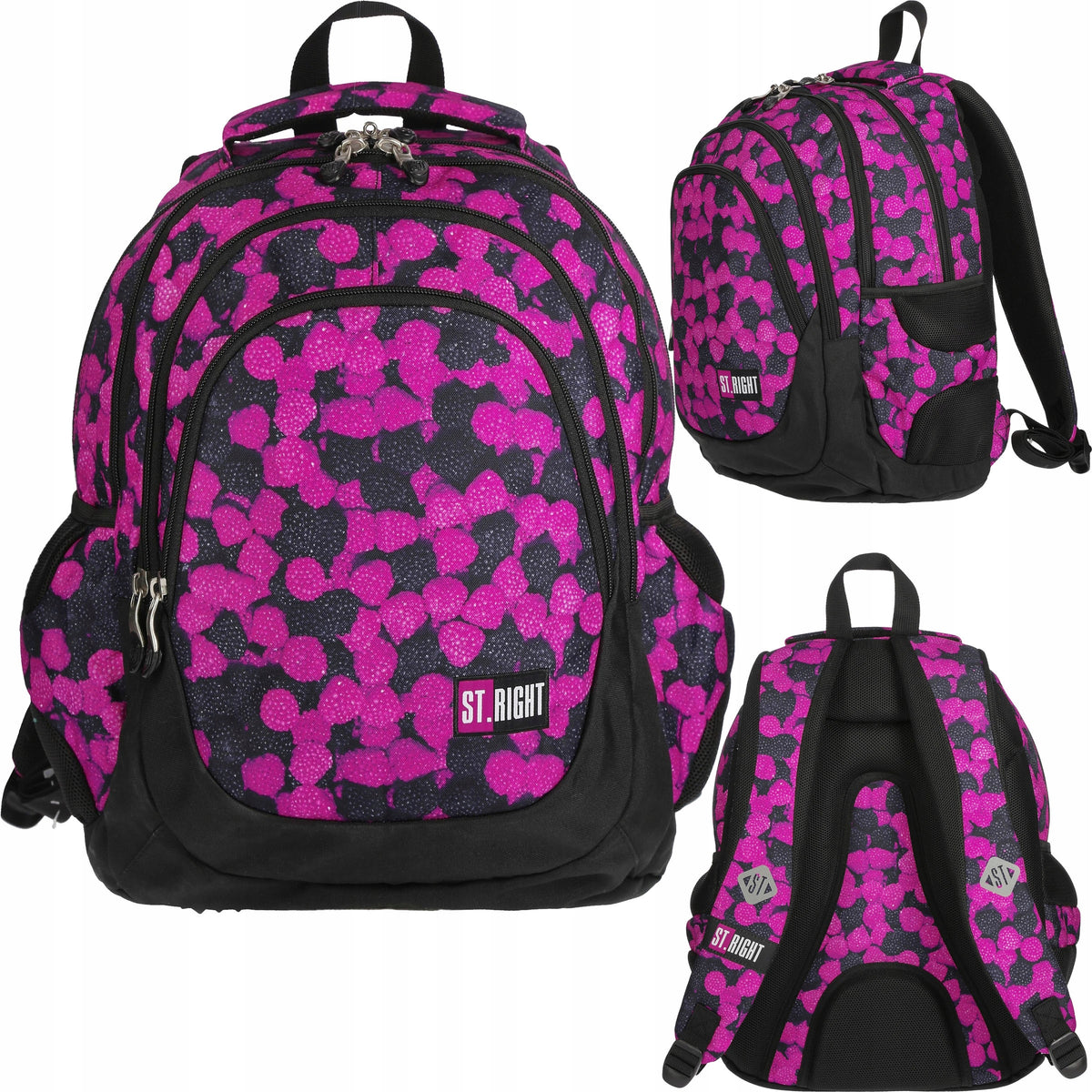 School backpack pink BERRIES FOREST FRUIT 4-chamber ST.RIGHT 23 l