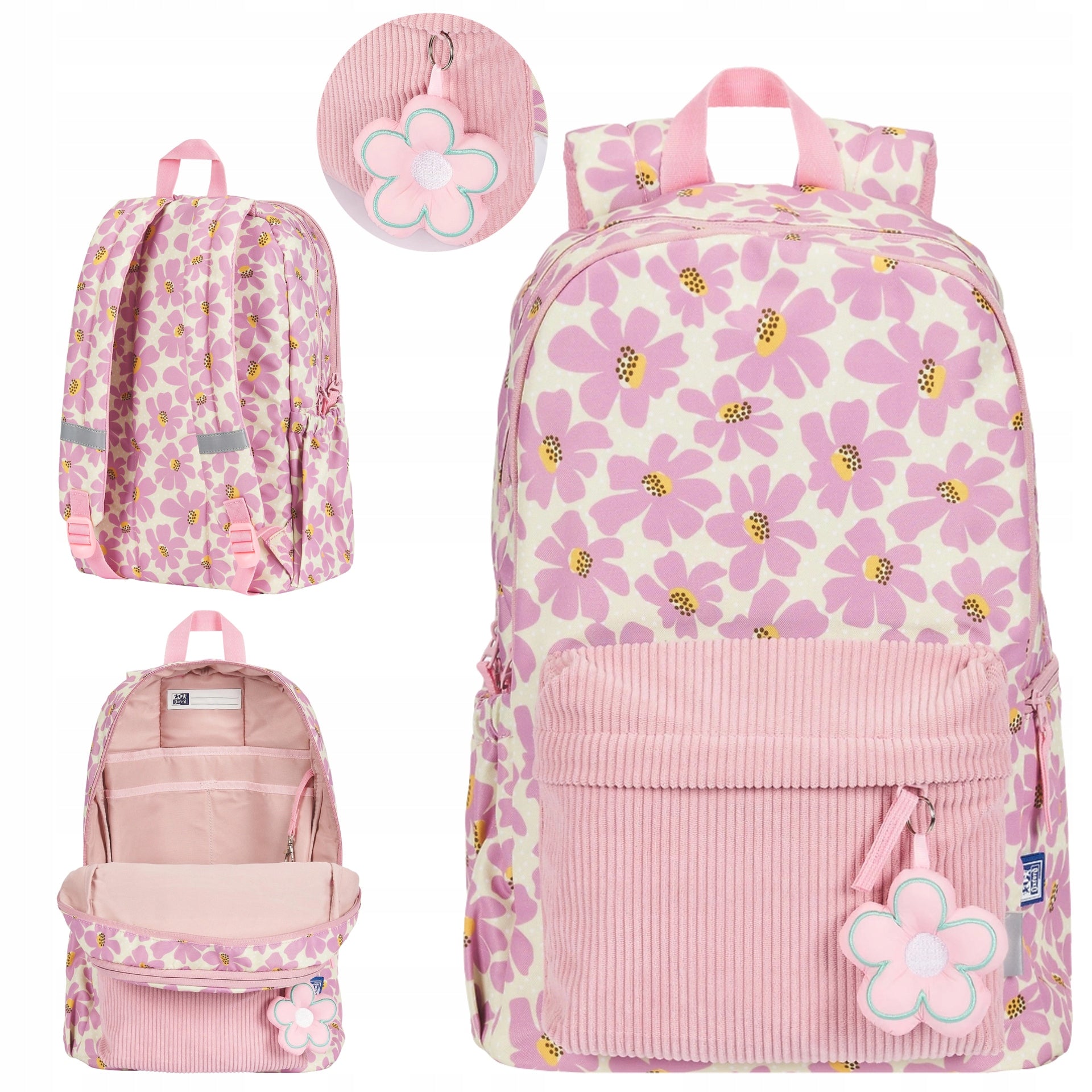 School backpack pink flowers 26l Bloom OXFORD Packaging status original
