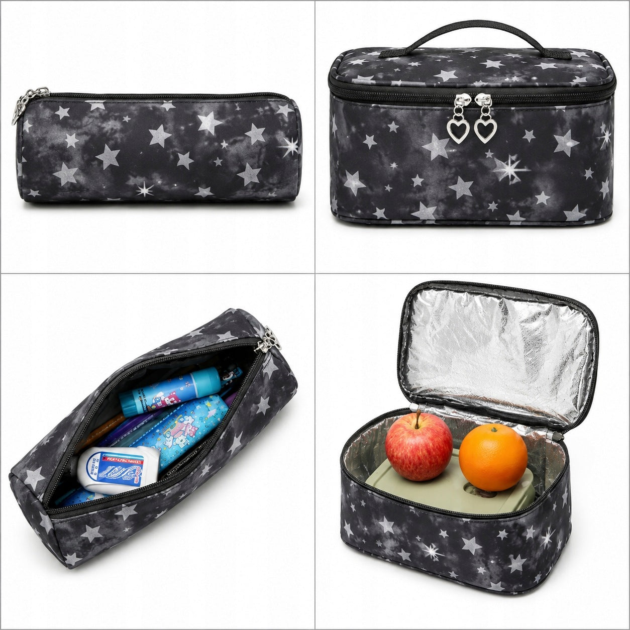 School backpack satchel + Pencil case Thermal bag breakfast Black Manufacturer code W2101