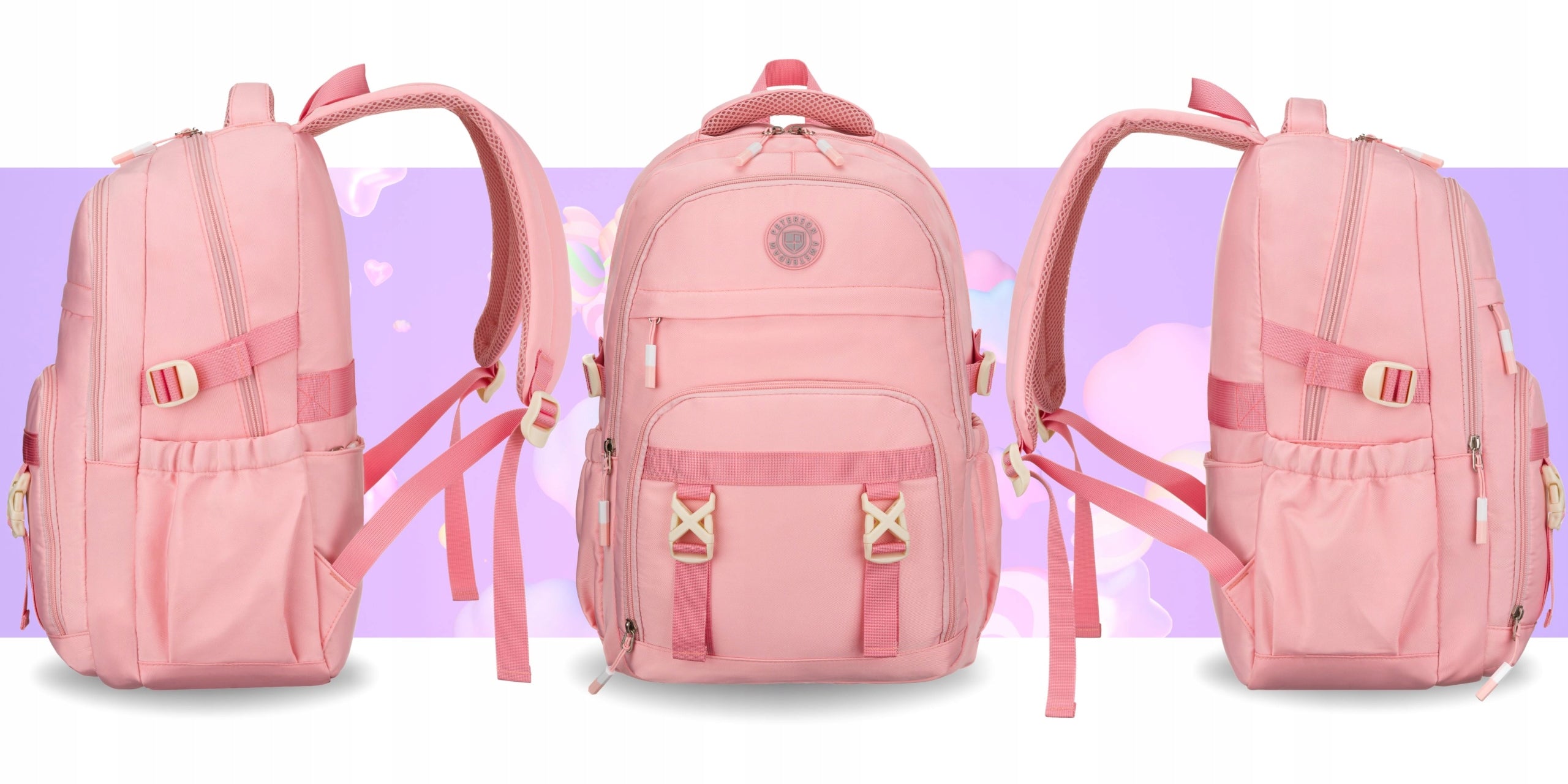 School backpack satchel for girls roomy Peterson for school pink Packaging status original