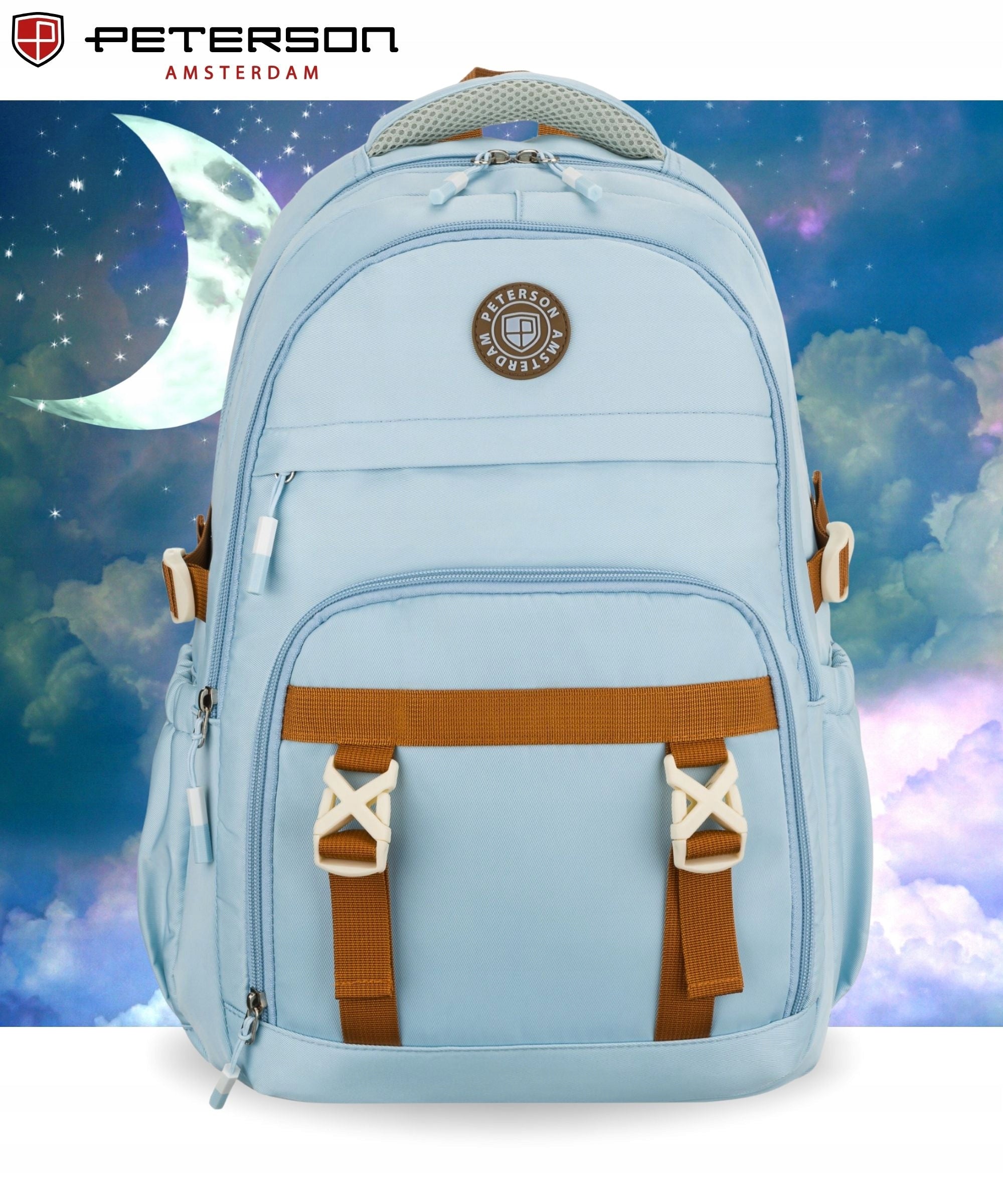 School backpack satchel roomy for children girls Peterson light Manufacturer code Plecak szkolny młodzieżowy 8594 BLUE