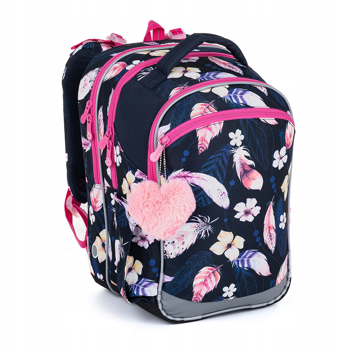 School backpack with feathers Topgal COCO 23006 1-4 class for girls
