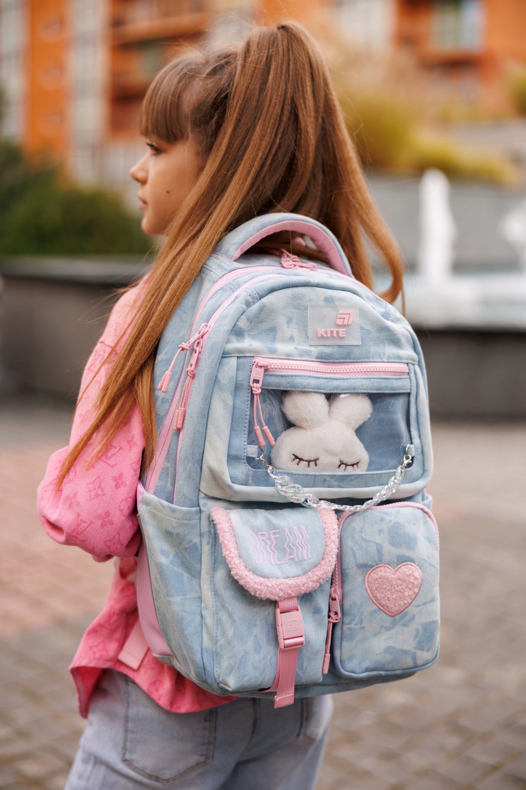 School backpack with rabbit girls blue K-POP style Kite Packaging status original