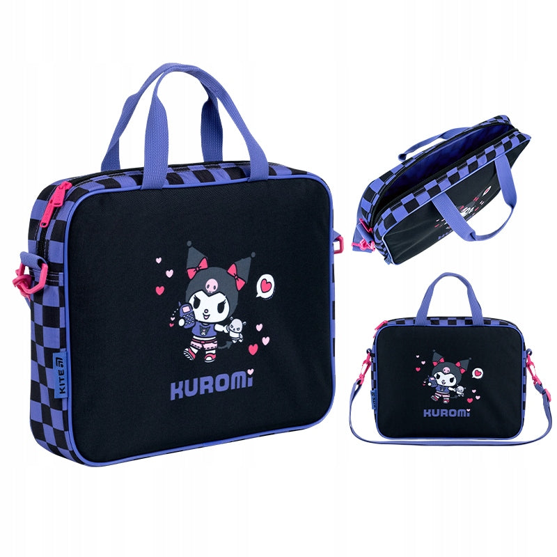 School bag for extracurricular activities for girls checkered Kuromi Kite