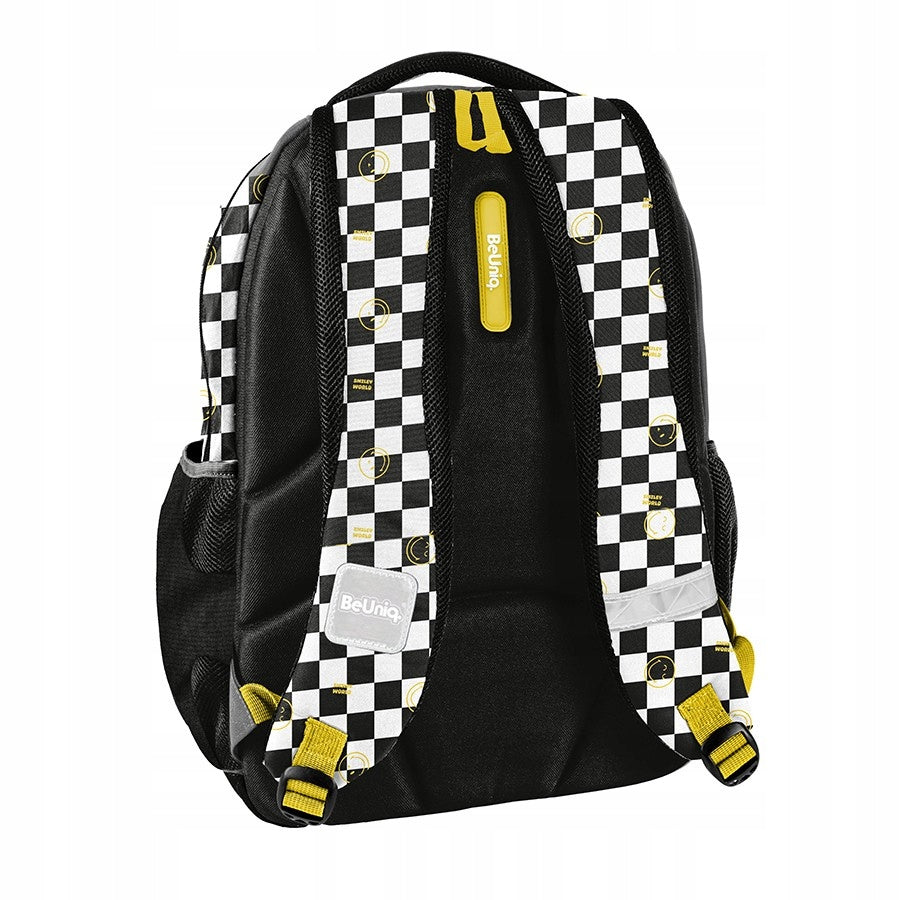 School satchel BeUniq Smiley Faces Emoticons in Checkerboard Grille Brand BeUniq