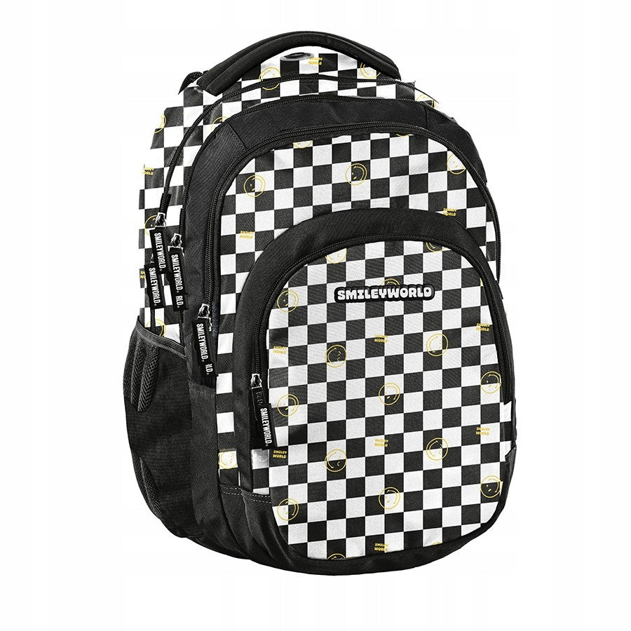 School satchel BeUniq Smiley Faces Emoticons in Checkerboard Grille Manufacturer code SM25LS-2706