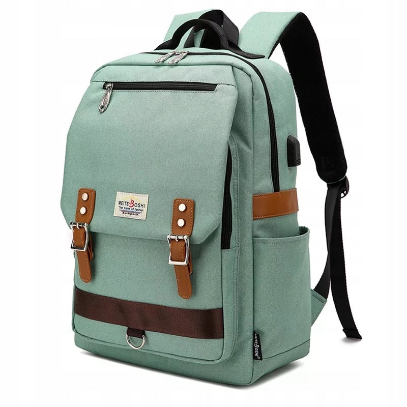 School satchel backpack large sports laptop cable USB mint A4