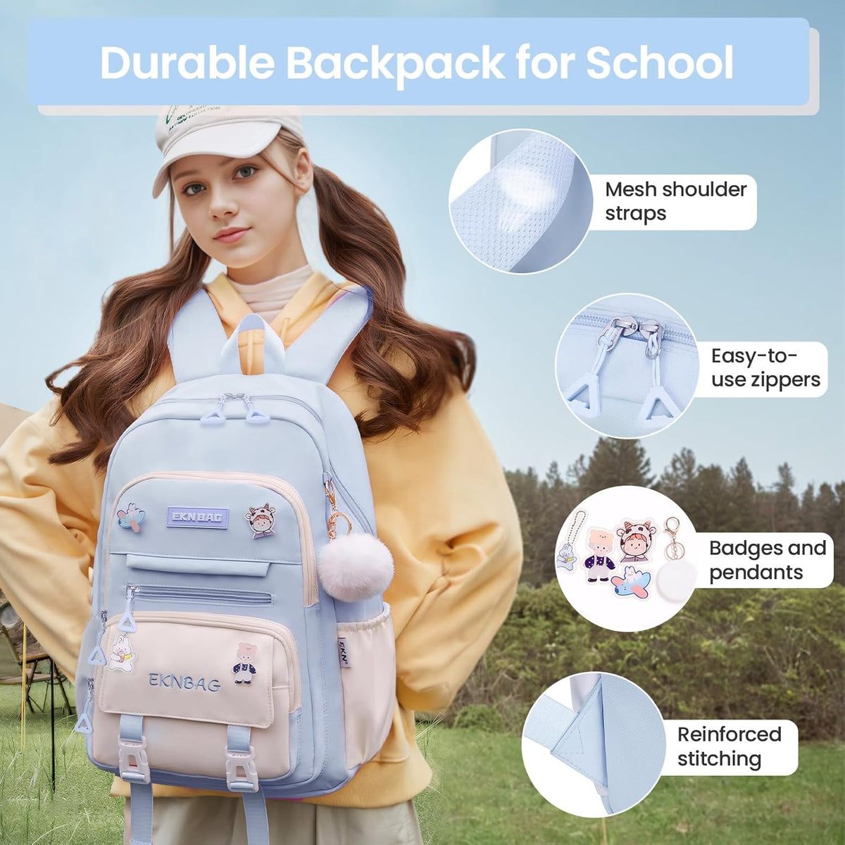 School satchel for girls, 20 liters, backpack for university, Kawaii z Brand no brand
