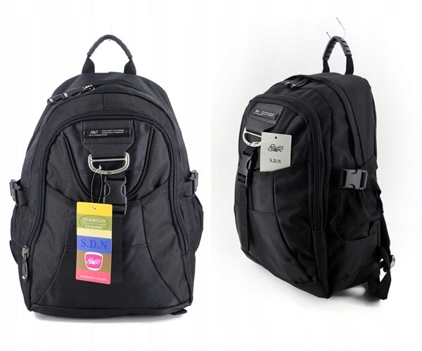School sports backpack universal multi-chamber black codura