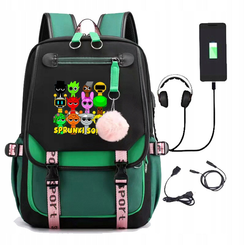 Schoolbag Sprunki Rhythm Box Student Shoulder Bag USB and Audio Cable