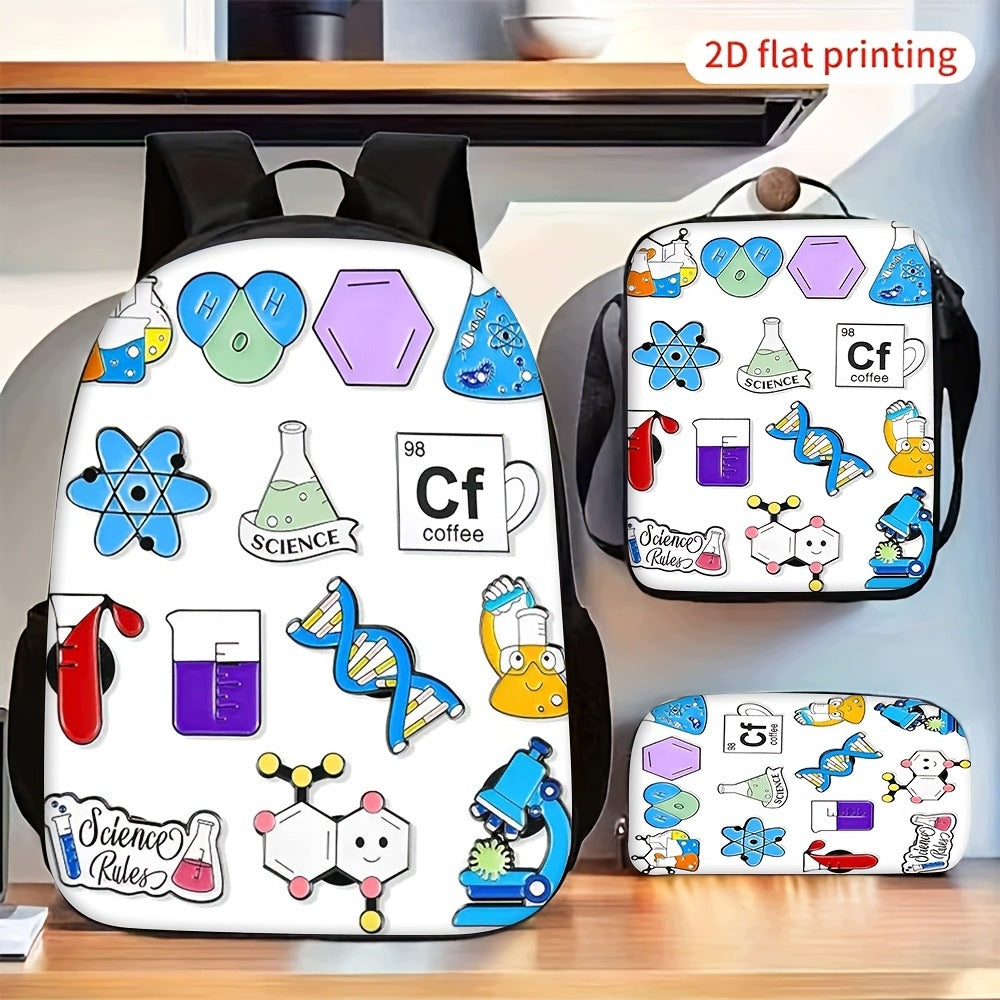 Science Chemistry Elements Backpack Lunch Bag Pencil Case Set